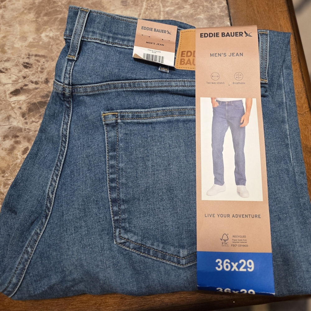 Eddie Bauer Men's Straight-Leg Jeans in Medium Blue